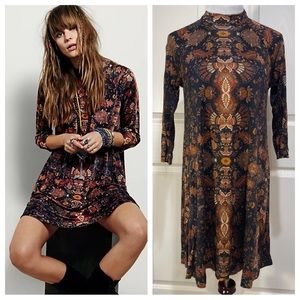 Free People New Romantics Fiesta Florals Long Sleeve Mini Dress